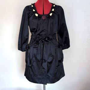 MARNI Dark Blue Satin Jacket with Oversized Beading Detail Y2K Women's S…